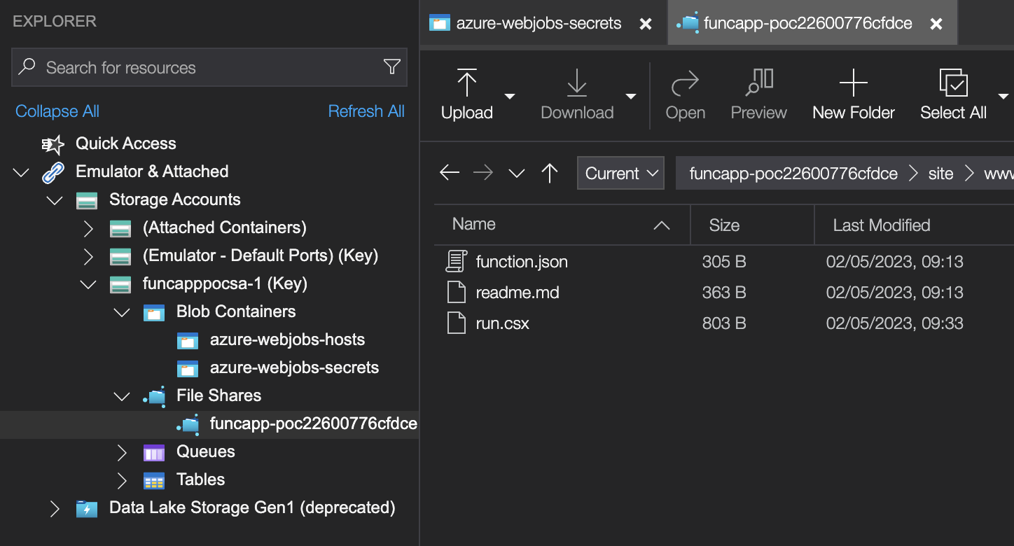 Storage Explorer wwwroot